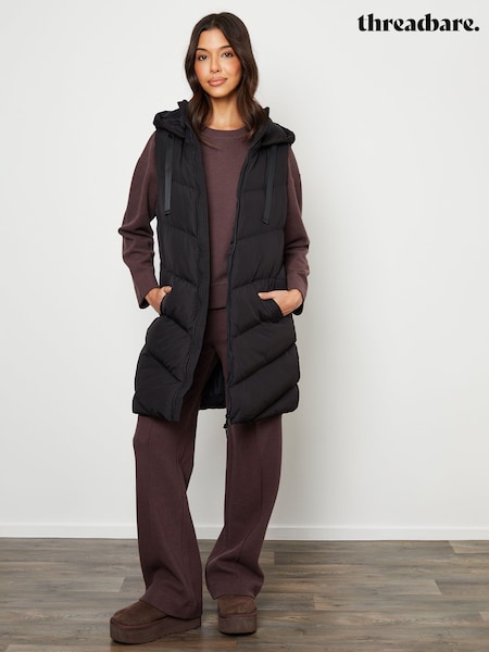 Black - Threadbare Longline Padded Gilet