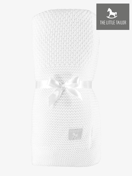 The Little Tailor White 100% Cotton Plush Knitted Blanket (270002) | AZN 113