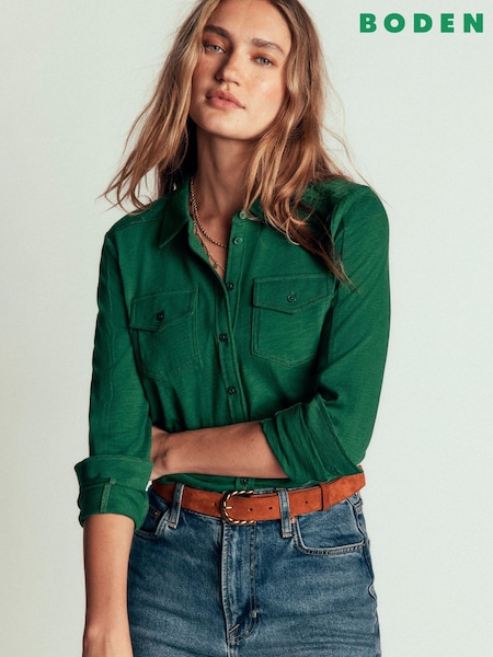 Green - Boden Seam Detail Jersey Shirt