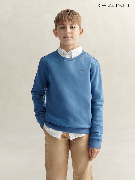 Blue - Gant Shield Crew Neck Sweatshirt