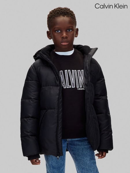 PVH Black - Calvin Klein Kids Hooded Puffer Coat