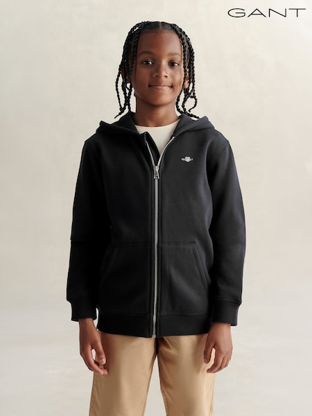 Black - Gant Shield Full Zip Hoodie