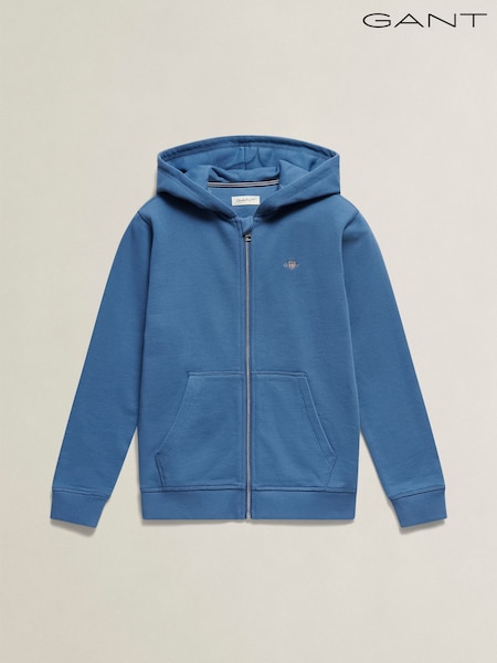 Blue - Gant Shield Full Zip Hoodie