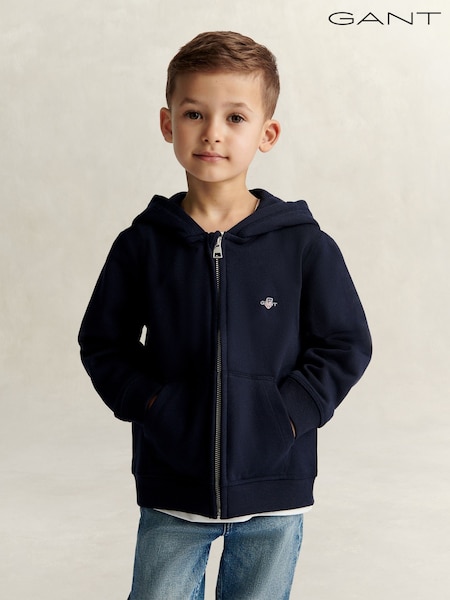 أزرق - Gant Shield Full Zip Hoodie