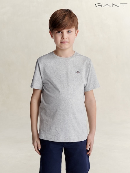 Grey - Gant Shield Short Sleeve T-shirt