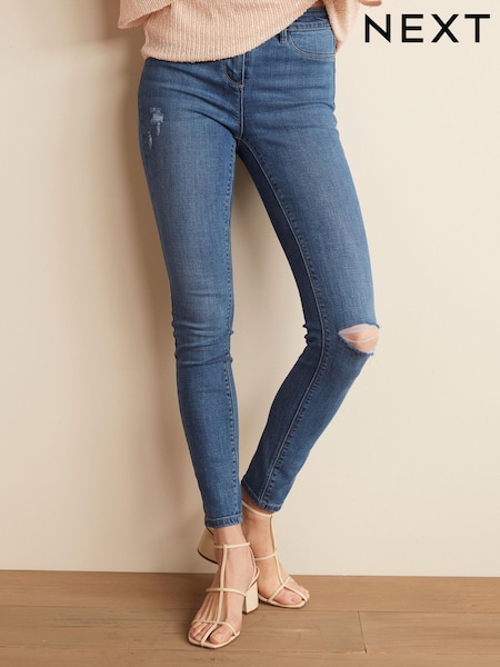 Bleu moyen déchiré - Legging en jean super stretch (271001) | € 8