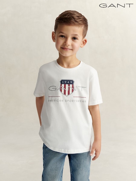 White - Gant Archive Shield Short Sleeve T-shirt