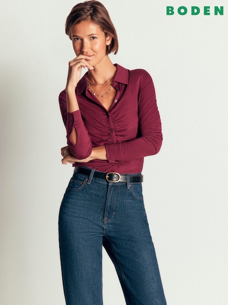 Lila - Boden Imi Ruched Jersey Shirt