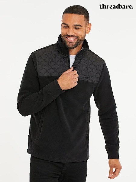 Қара - Regular Threadbare Onion Quilted Quarter Zip Fleece