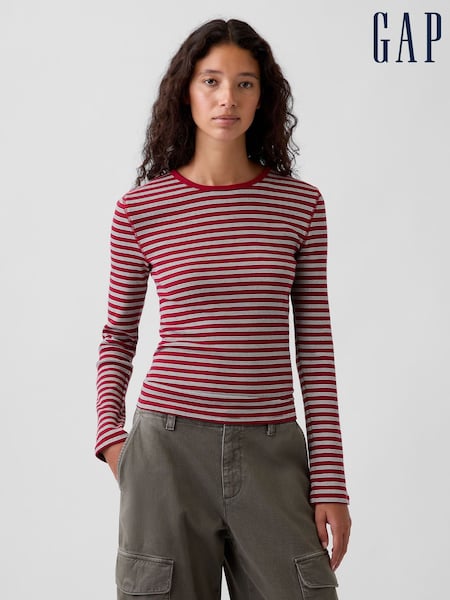 Red Stripe - Gap Modern Rib Long Sleeve T-shirt