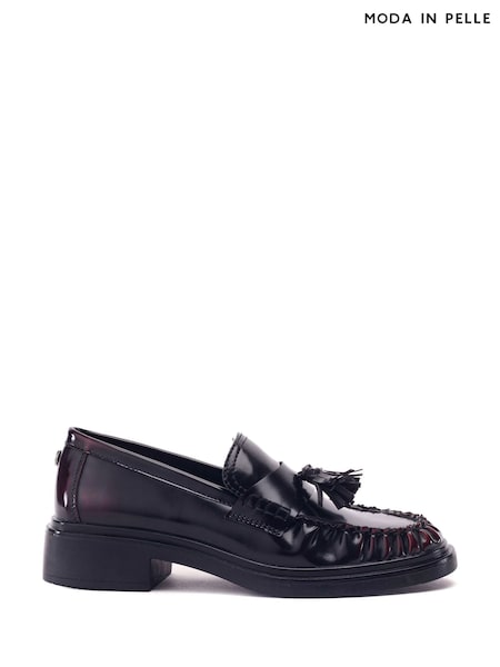 Black - Moda In Pelle Erisse Ruched Toe Penny Loafers