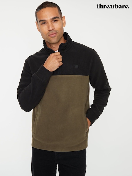 Black - Regular Threadbare Colourblock Quarter Zip Fleece