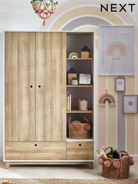 White/Wood Effect Parker Kids Wardrobe (271962) | €650