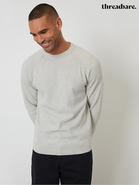 Cream - Regular Threadbare Raglan Knitted Crew Neck Jumper