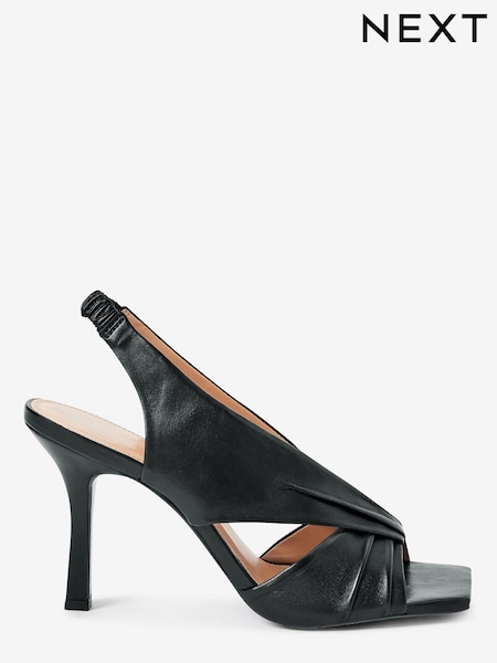 Black Signature Leather Twist Detail Sandals (272157) | €31
