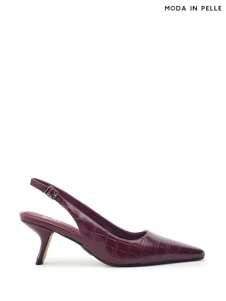 Red - Moda In Pelle Gasella Square Toe Kitten Heel Slingback