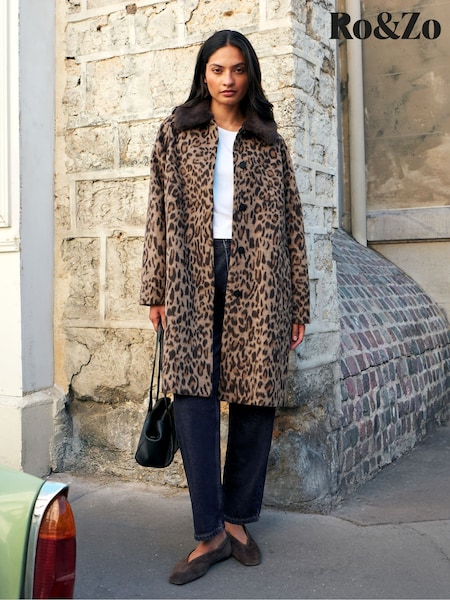 Animal - Ro&zo Leopard Print Car Coat With Wool
