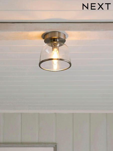 Brushed Chrome Gloucester 1 Light Small Flush Ceiling Light (272382) | €36