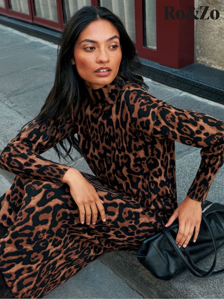 Animal - Ro&zo Leopard-print Cotton And Cashmere-blend Midi Dress