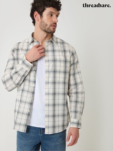 Natural - Regular Threadbare Cotton Long Sleeve Shirt