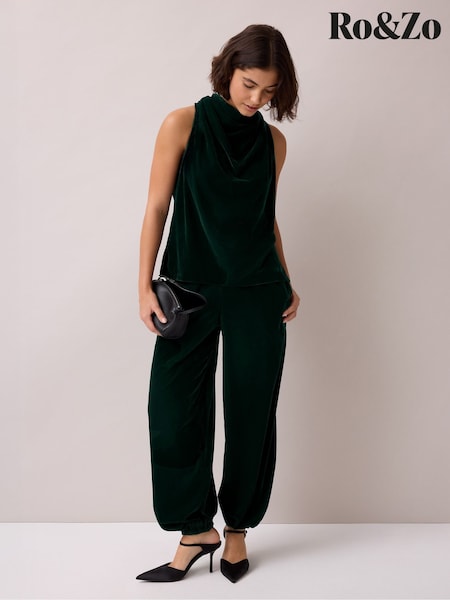Green - Ro&zo Velvet Balloon Trousers