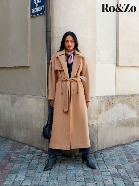 Marrón - Ro&zo Wool Blend Trench Coat