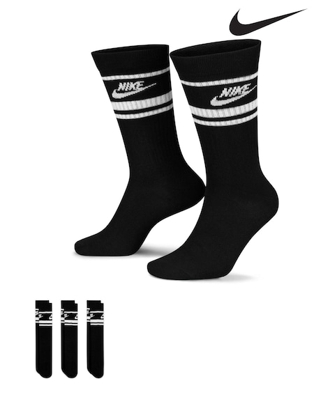 Svart - Nike Sportswear Everyday Essential White Crew Socks 3 Pack (273114) | kr360