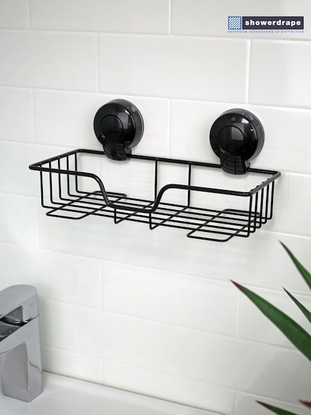 Showerdrape Black Suctionloc Rectangular Wall Mounted Basket (273210) | ₪131