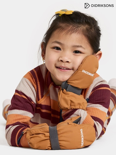Brown - Didriksons Biggles Waterproof Zip Mittens Gloves