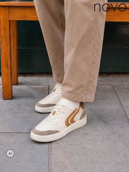 Brown - Regular Novo Riley Leather Lace Up Trainers