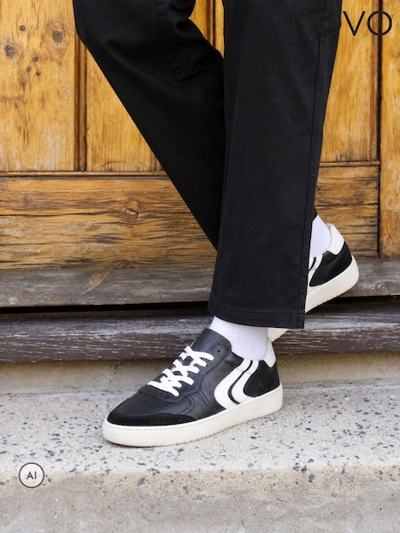 أسود - Regular Novo Riley Leather Lace Up Trainers