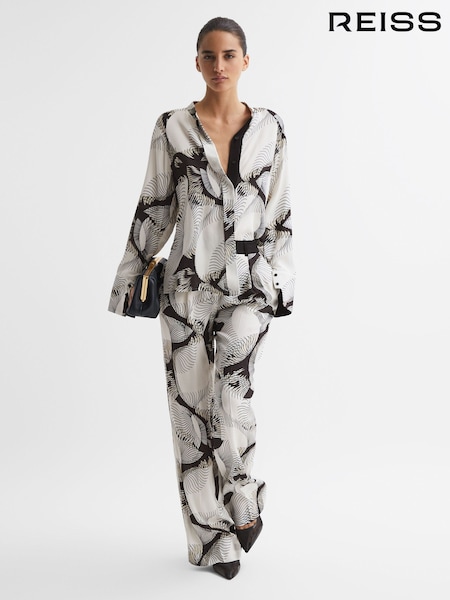 Reiss Black/White Becci Wide Leg Abstract Print Co-Ord Trousers (274204) | €96
