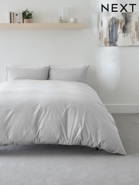 Grey Easy Care Polycotton Plain Duvet Cover and Pillowcase Set (274228) | 49 QAR - 132 QAR