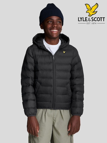 Lyle & Scott Black Boys Padded Hooded Jacket (274565) | kr1 142 - kr1 285