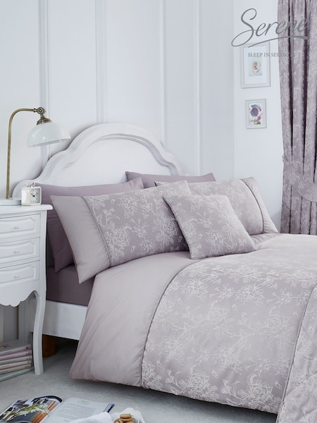 Serene Purple Jasmine Floral Jacquard Duvet Cover And Pillowcase Set (274618) | 158 QAR - 272 QAR