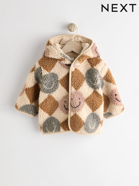 Cream/Brown Baby Borg Hooded Fleece Jacket (0mths-2yrs) (274781) | 79 QAR - 84 QAR