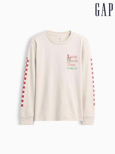 Cream Viens pats mājās - Gap Relaxed Graphic Long Sleeve T-shirt (4-13yrs)