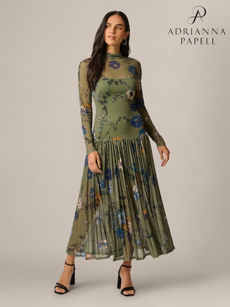 Verde - Adrianna Papell Mock Neck Ankle Dress