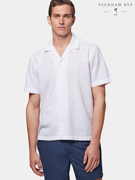 Blanc - Chemise Peckham Rye Revere à col seersucker à manches courtes (275774) | € 41
