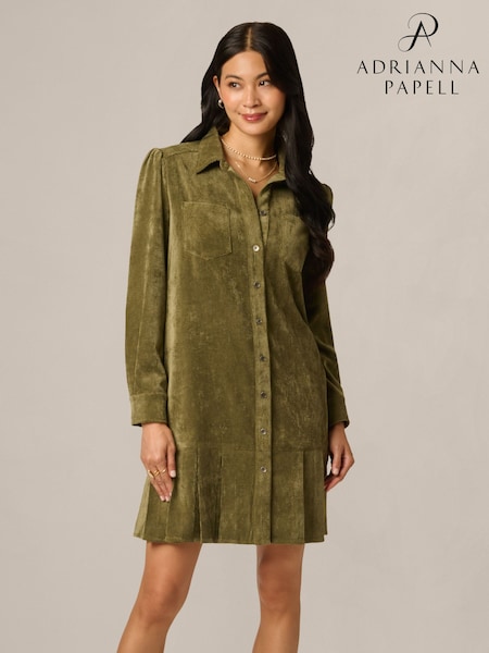 Green - Adrianna Papell Corduroy Shift Dress