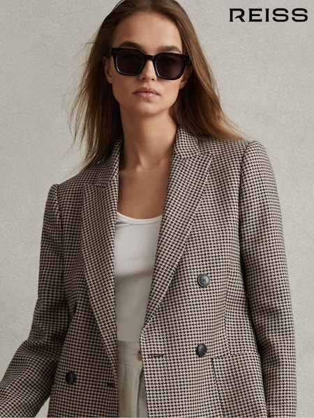 Reiss Ella Wool Blend Double Breasted Dogtooth Blazer (276181) | 2235 zł