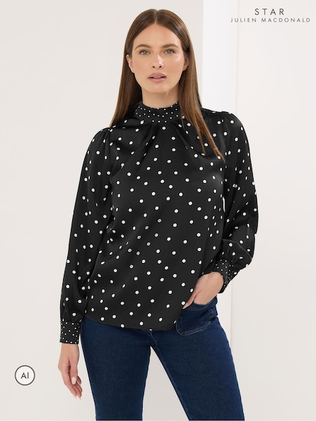 블랙 - Star By Julien Macdonald Polka Dot Blouse