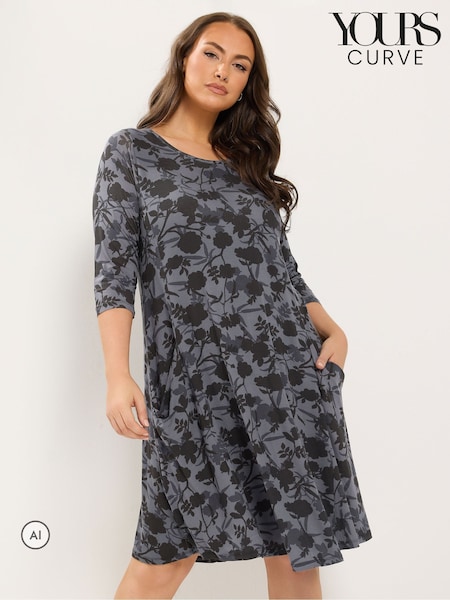 knee length swing dresses uk Buy Women's Yours Curve Round Neck Online upload-20240122