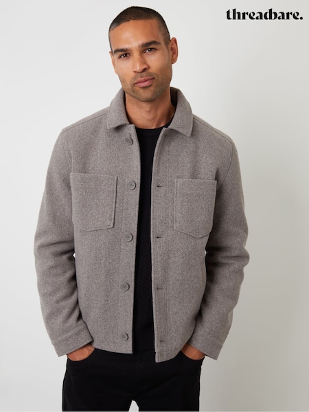 Brown - Regular Threadbare Faux Wool Button Up Quilted Shacket