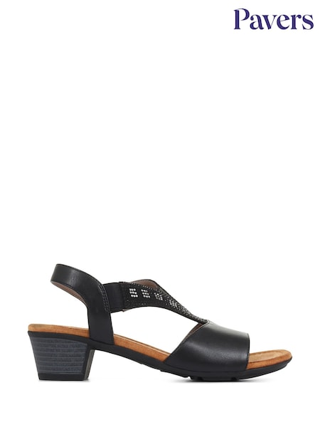 Pavers Black Pavers Natural Heeled Slingback Sandals (276400) | €50