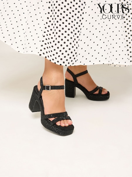 Қара - Yours Curve Diamante Heel Sandals