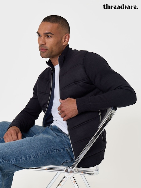 Azul - Regular Threadbare Quilted Zip Up Knitted Jacket