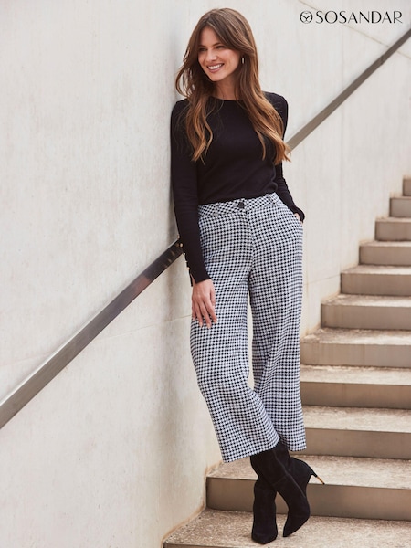 Sosandar Black & White Dogtooth Print Culottes (276689) | ‏277‏₪