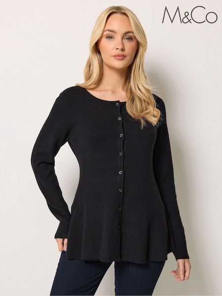 Black - M&co Peplum Cardigan