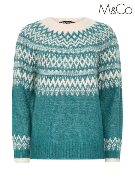 Green - M&co Fairisle Knit Jumper